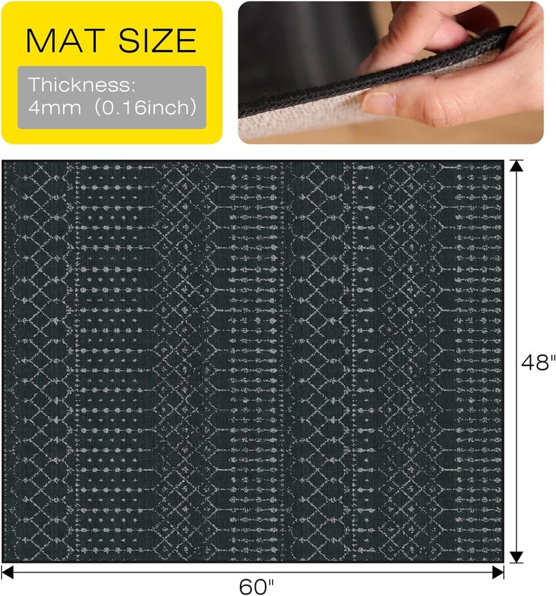 FUNMAT Office Chair Mat for Hardwood & Tile Floors, 60" x 48" Desk Chair Mat, Non-Slip Floor Protector for Rolling Chairs, Machine Washable Area Rug for Home Office, Black - Image 2